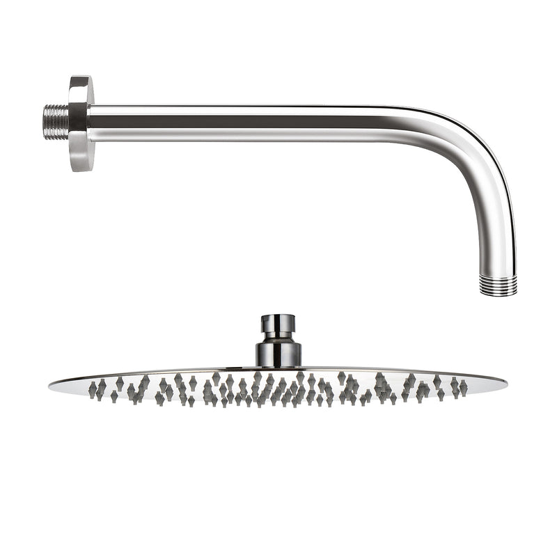 Soffione doccia tondo in acciaio inox da 25 cm completo di braccio doccia da 34 cm by CeramicStore | Lo specialista del tuo bagno