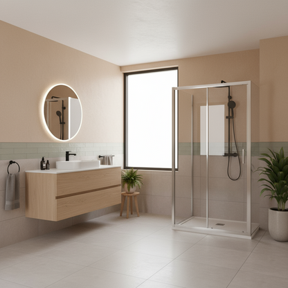 Porta doccia scorrevole da 140 cm in vetro anticalcare Smart Clean trasparente modello Iconic