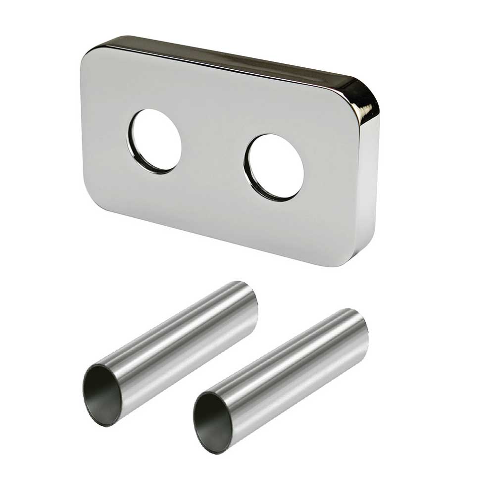 Valvola-detentore termostatizzabile per interasse 50 mm con kit copritubo cromo by CeramicStore | Lo specialista del tuo bagno