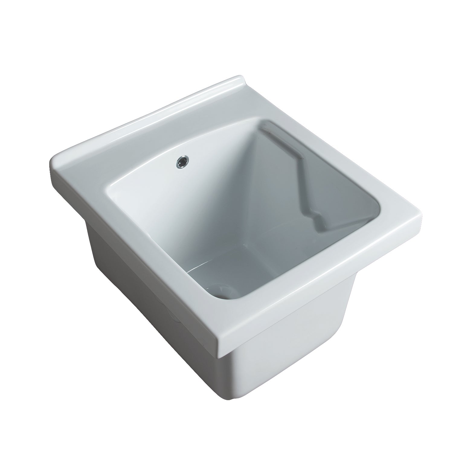 Lavatoio in ceramica bianca BathCore 51x45 cm con foro troppo pieno. Senza strizzatoio by CeramicStore | Lo specialista del tuo bagno
