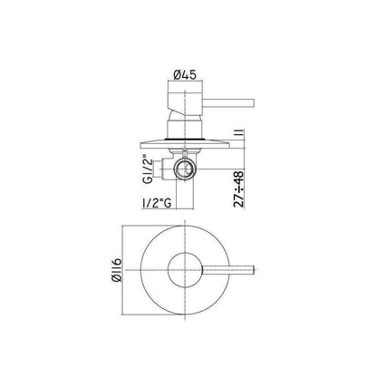 Set soffione doccia tondo diametro 230 mm con braccio doccia 30cm e miscelatore incasso Cromo Paffoni by CeramicStore | Lo specialista del tuo bagno