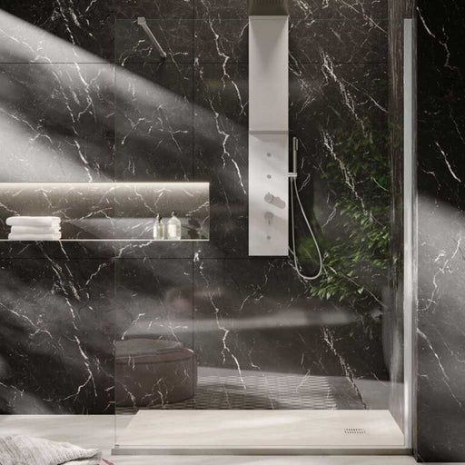 Parete doccia Walk IN su misura da 10 a 50 cm in Cristallo trasparente da 8 mm e Profilo Cromo Brillante by CeramicStore | Lo specialista del tuo bagno