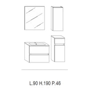 Mobile bagno sospeso Kora01 cm 90x190x46 bianco frassinato by CeramicStore | Lo specialista del tuo bagno