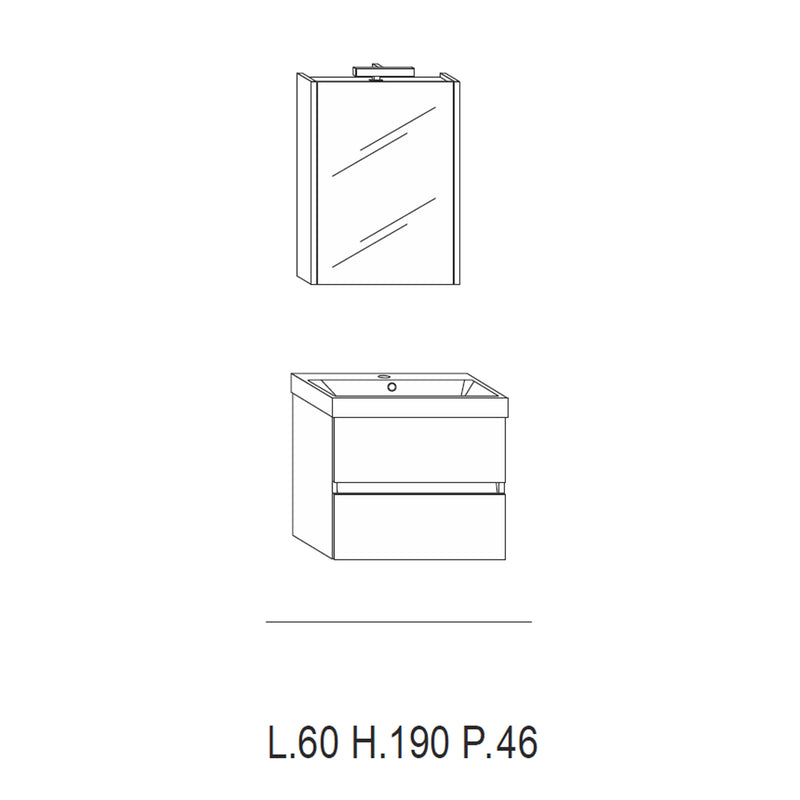 Mobile bagno sospeso Kora02 cm 60x190x46 rovere nabucco by CeramicStore | Lo specialista del tuo bagno