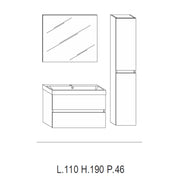 Mobile bagno sospeso modello Kora04 cm 110x190x46 - Rovere scuro by CeramicStore | Lo specialista del tuo bagno