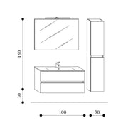 Mobile da bagno sospeso modello Kora05 cm 130x190x46 - Olmo rosseau by CeramicStore | Lo specialista del tuo bagno