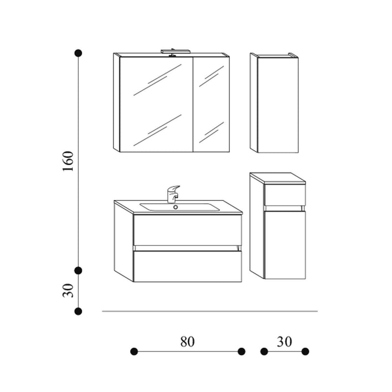 Mobile bagno sospeso modello Kora03 cm 110x190x46 - Olmo rosseau by CeramicStore | Lo specialista del tuo bagno
