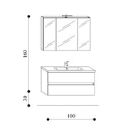 Mobile bagno sospeso modello Kora06 cm 100x190x46 - Rovere scuro by CeramicStore | Lo specialista del tuo bagno