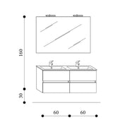 Mobile bagno sospeso Kora07 cm 120x190x46 rovere nabucco by CeramicStore | Lo specialista del tuo bagno