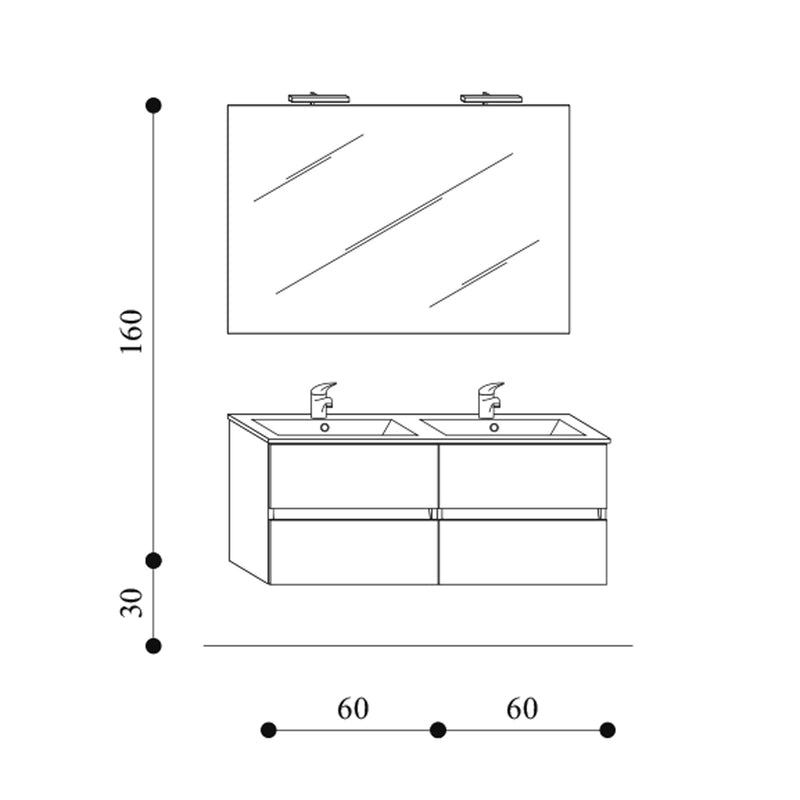 Mobile bagno sospeso Kora07 cm 120x190x46 rovere nabucco by CeramicStore | Lo specialista del tuo bagno