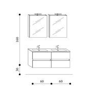 Mobile bagno sospeso modello Kora08 cm 120x190x46 rovere scuro by CeramicStore | Lo specialista del tuo bagno