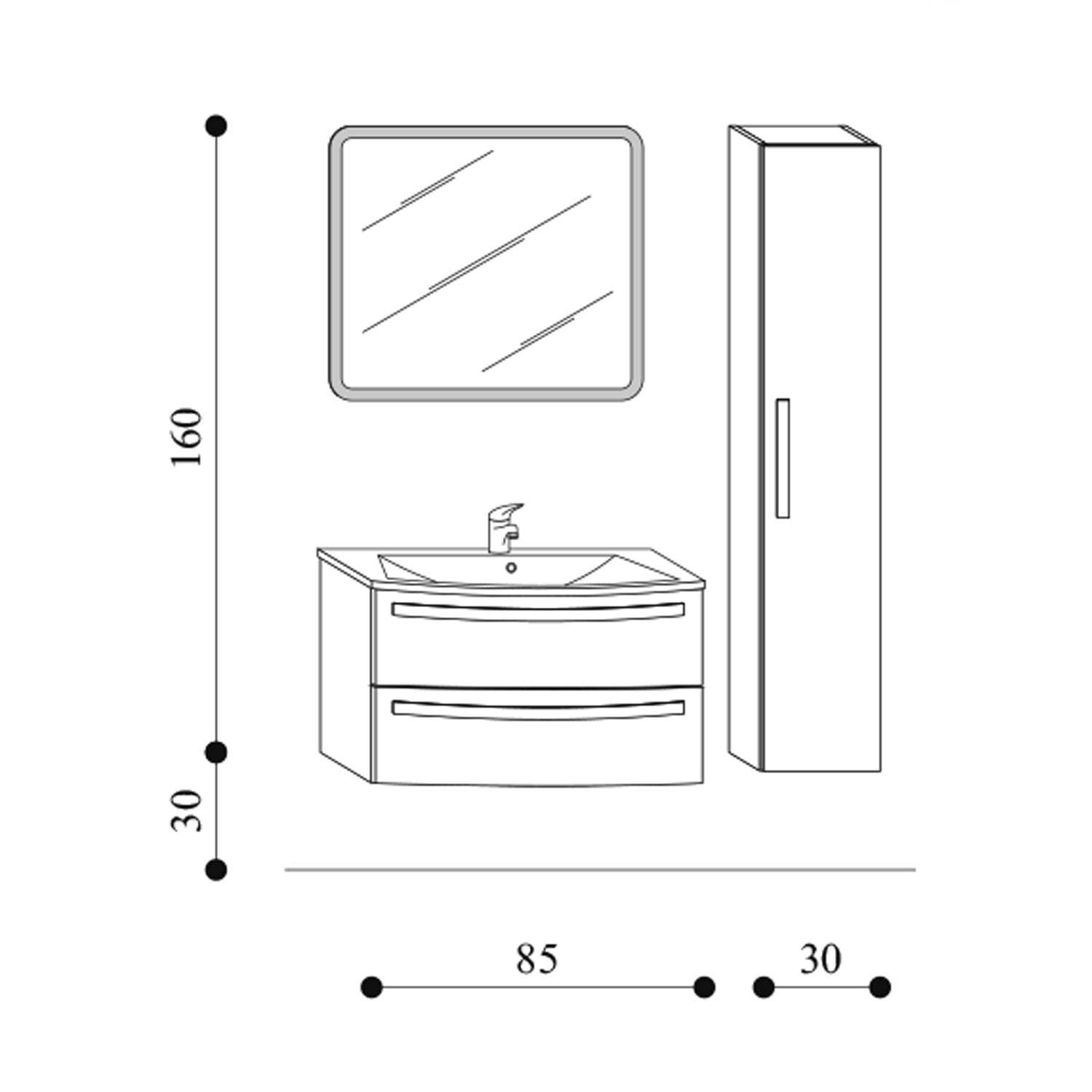 Mobile bagno sospeso modello Oscar03 cm 115x190x46 laccato lucido bianco by CeramicStore | Lo specialista del tuo bagno