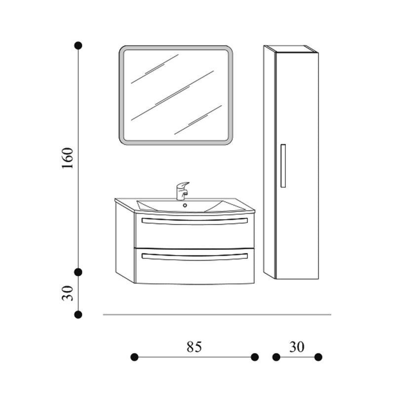 Mobile bagno sospeso modello Oscar03 cm 115x190x46 laccato lucido bianco by CeramicStore | Lo specialista del tuo bagno