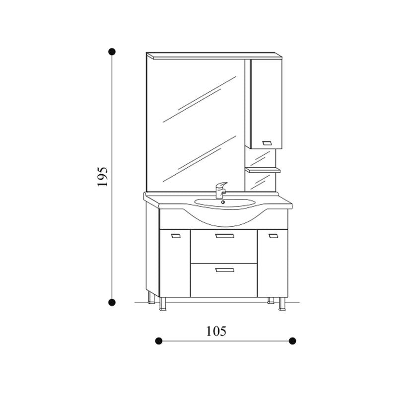 Mobile bagno a terra modello Rimini01 cm 105x195x50 finitura in larice by CeramicStore | Lo specialista del tuo bagno