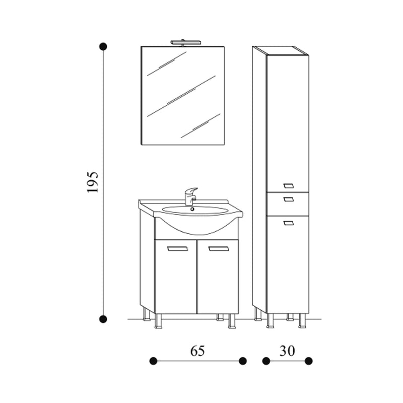 Mobile bagno a terra modello Rimini02 cm 95x195x47 laccato lucido bianco by CeramicStore | Lo specialista del tuo bagno