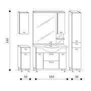 Mobile bagno a terra modello Rimini03 cm 165x195x50 finitura rovere nabucco by CeramicStore | Lo specialista del tuo bagno