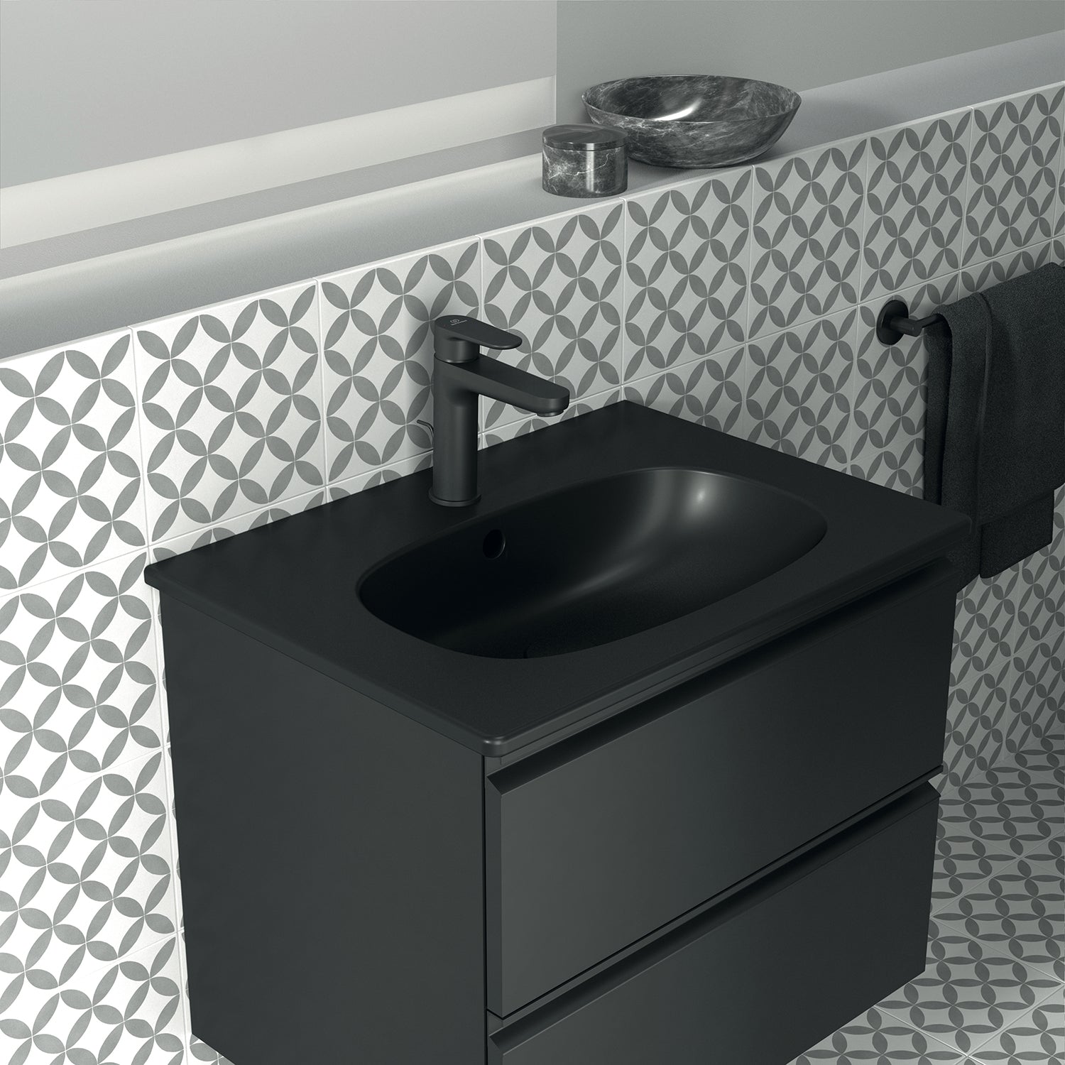Lavabo sospeso Ideal Standard modello Tesi 62,5x45 cm nero seta by CeramicStore | Lo specialista del tuo bagno