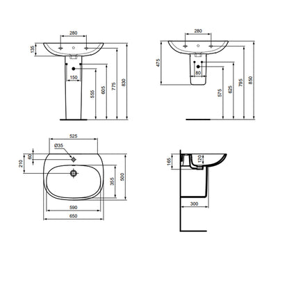 Lavabo sospeso Ideal Standard modello Tesi 65x50 cm by CeramicStore | Lo specialista del tuo bagno