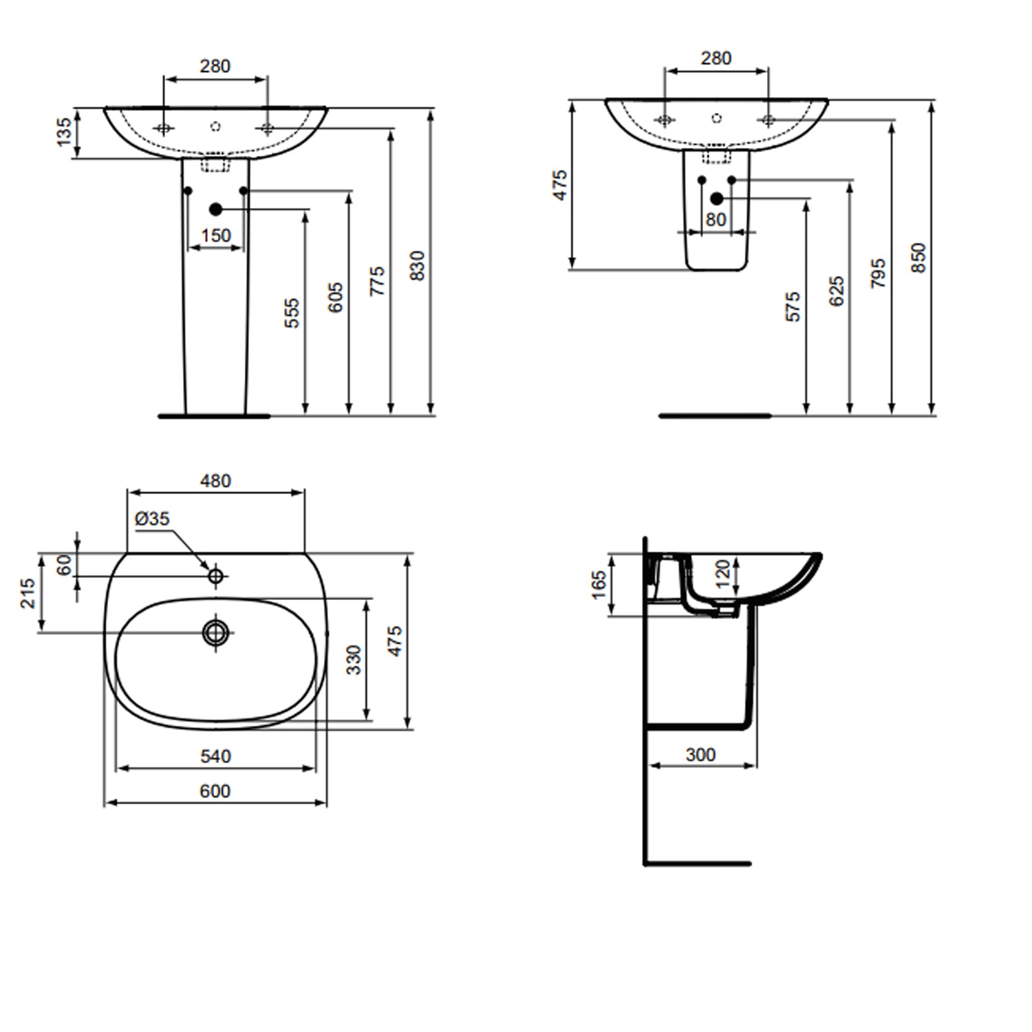 Lavabo sospeso Ideal Standard modello Tesi 60x47,5 cm by CeramicStore | Lo specialista del tuo bagno