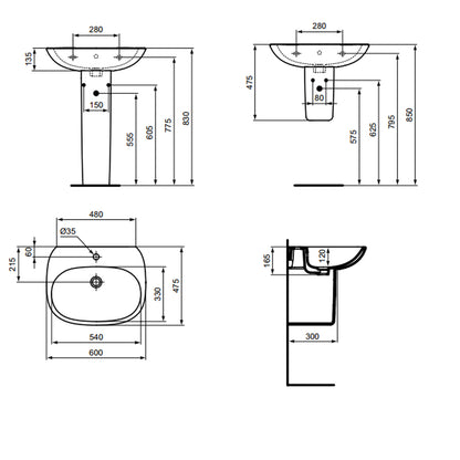 Lavabo sospeso Ideal Standard modello Tesi 60x47,5 cm by CeramicStore | Lo specialista del tuo bagno