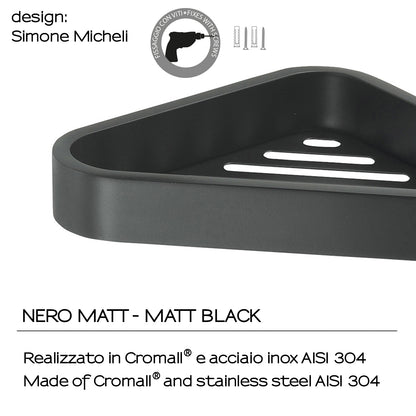 Portaoggetti angolare doccia in Acciaio Inox AISI 304 e Cromall Outline di Gedy - Nero Matt by CeramicStore | Lo specialista del tuo bagno