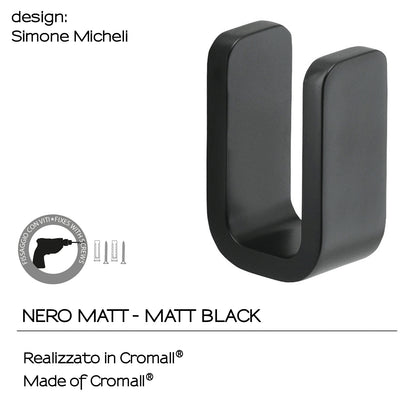 Appendiabiti in Ottone, Acciaio Inox e Cromall Outline di Gedy - Nero Matt by CeramicStore | Lo specialista del tuo bagno