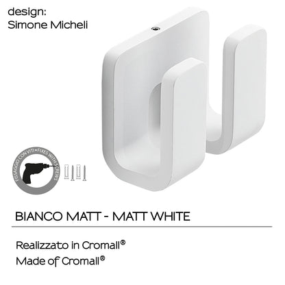 Appendiabiti doppio in Ottone, Acciaio Inox e Cromall Outline di Gedy - Bianco Matt by CeramicStore | Lo specialista del tuo bagno