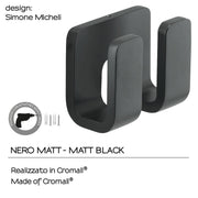 Appendiabiti doppio in Ottone, Acciaio Inox e Cromall Outline di Gedy - Nero Matt by CeramicStore | Lo specialista del tuo bagno