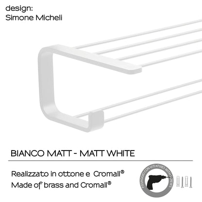 Mensola porta asciugamani in Ottone, Acciaio Inox e Cromall Outline di Gedy - Bianco Matt by CeramicStore | Lo specialista del tuo bagno