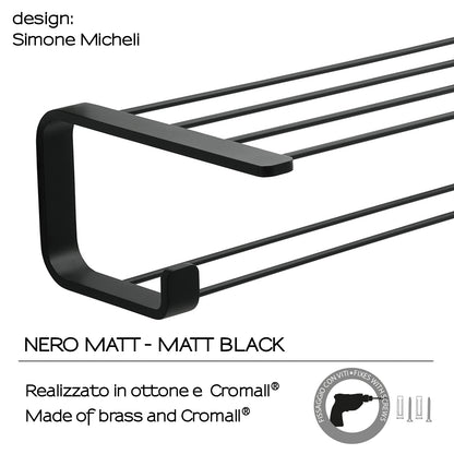Mensola porta asciugamani in Ottone, Acciaio Inox e Cromall Outline di Gedy - Nero Matt by CeramicStore | Lo specialista del tuo bagno