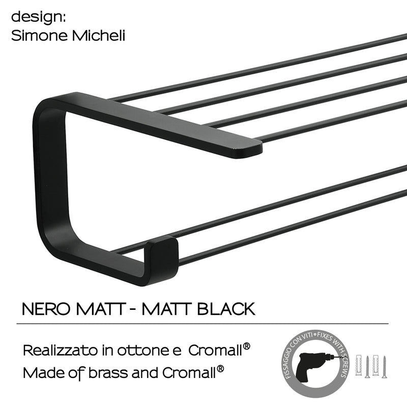 Mensola porta asciugamani in Ottone, Acciaio Inox e Cromall Outline di Gedy - Nero Matt by CeramicStore | Lo specialista del tuo bagno