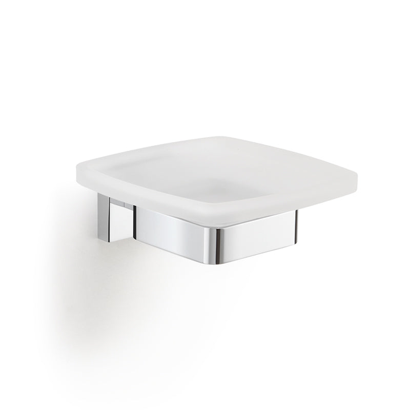 Portasapone a muro Gedy modello Elba con contenitore in vetro satinato - Cromato by CeramicStore | Lo specialista del tuo bagno