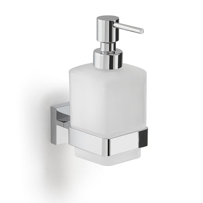 Dosasapone a muro Gedy modello Elba con contenitore in vetro satinato - Cromato by CeramicStore | Lo specialista del tuo bagno
