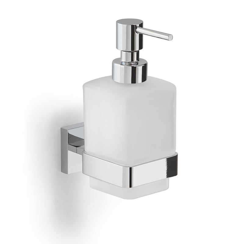 Dosasapone a muro Gedy modello Elba con contenitore in vetro satinato - Cromato by CeramicStore | Lo specialista del tuo bagno