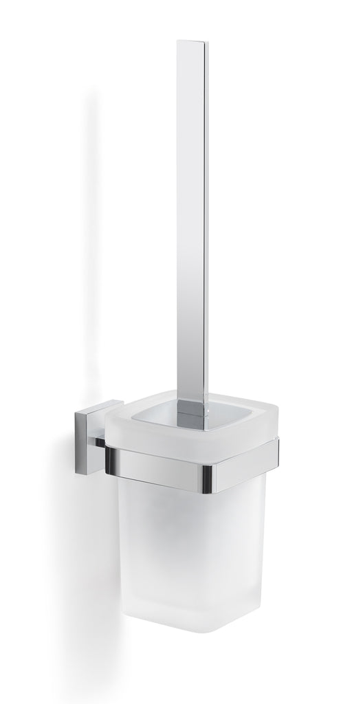 Portascopino WC a muro Gedy modello Elba con contenitore in vetro satinato - Cromato by CeramicStore | Lo specialista del tuo bagno