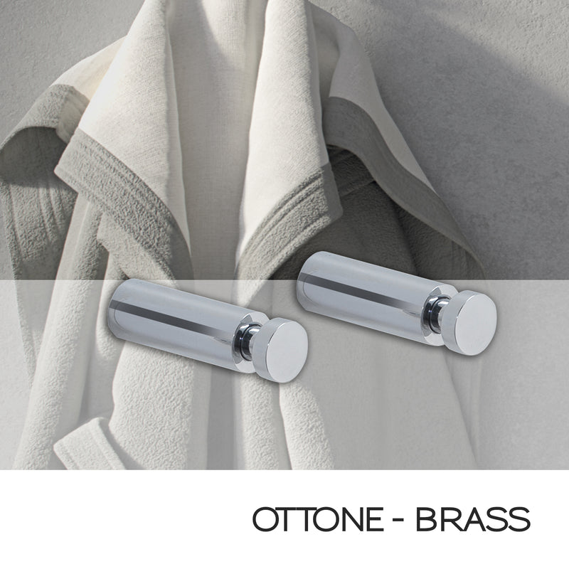 Appendiabiti 2 pezzi lunghi tondi in ottone modello Cordelia di Gedy - Cromato by CeramicStore | Lo specialista del tuo bagno
