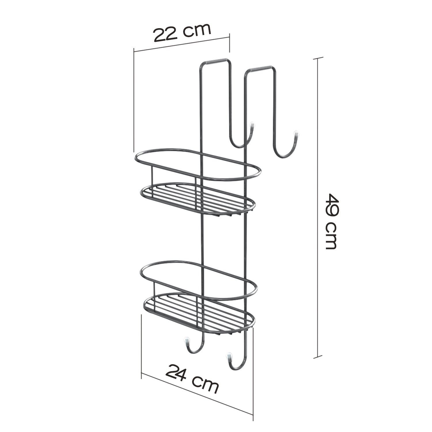 Portaoggetti doccia ovale appendibile a 2 ripiani di Gedy modello Tito - Cromato by CeramicStore | Lo specialista del tuo bagno