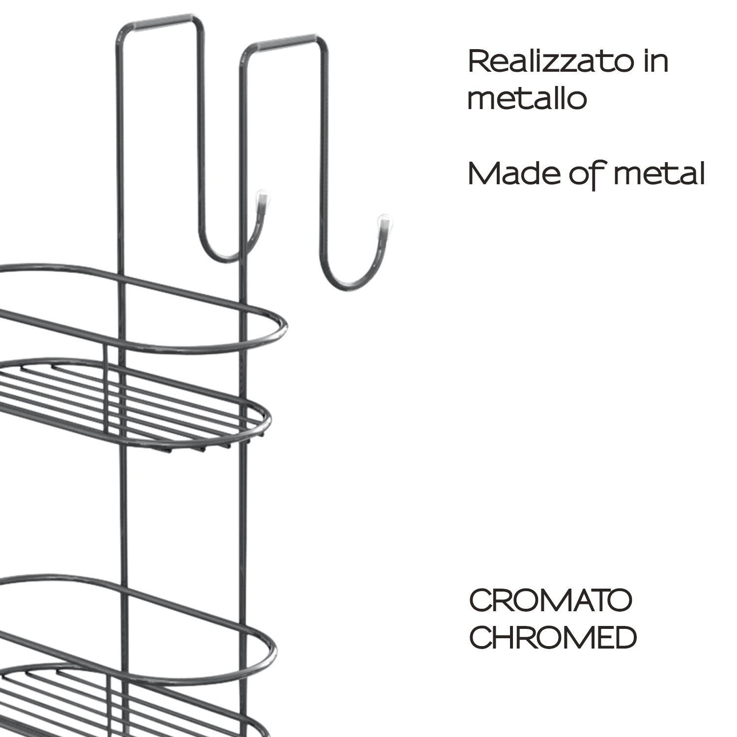 Portaoggetti doccia ovale appendibile a 2 ripiani di Gedy modello Tito - Cromato by CeramicStore | Lo specialista del tuo bagno