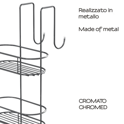 Portaoggetti doccia ovale appendibile a 2 ripiani di Gedy modello Tito - Cromato by CeramicStore | Lo specialista del tuo bagno