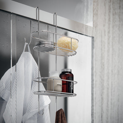 Portaoggetti doccia ovale appendibile a 2 ripiani di Gedy modello Tito - Cromato by CeramicStore | Lo specialista del tuo bagno
