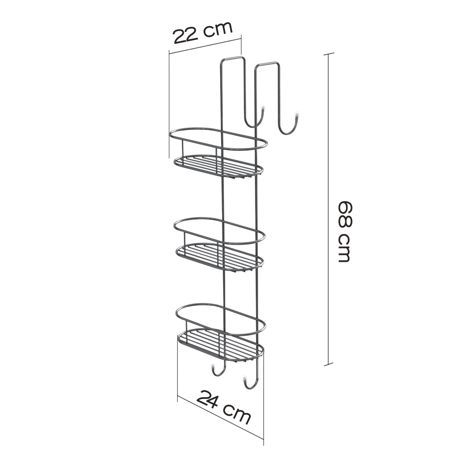Portaoggetti doccia ovale appendibile a 3 ripiani di Gedy modello Tito - Cromato by CeramicStore | Lo specialista del tuo bagno