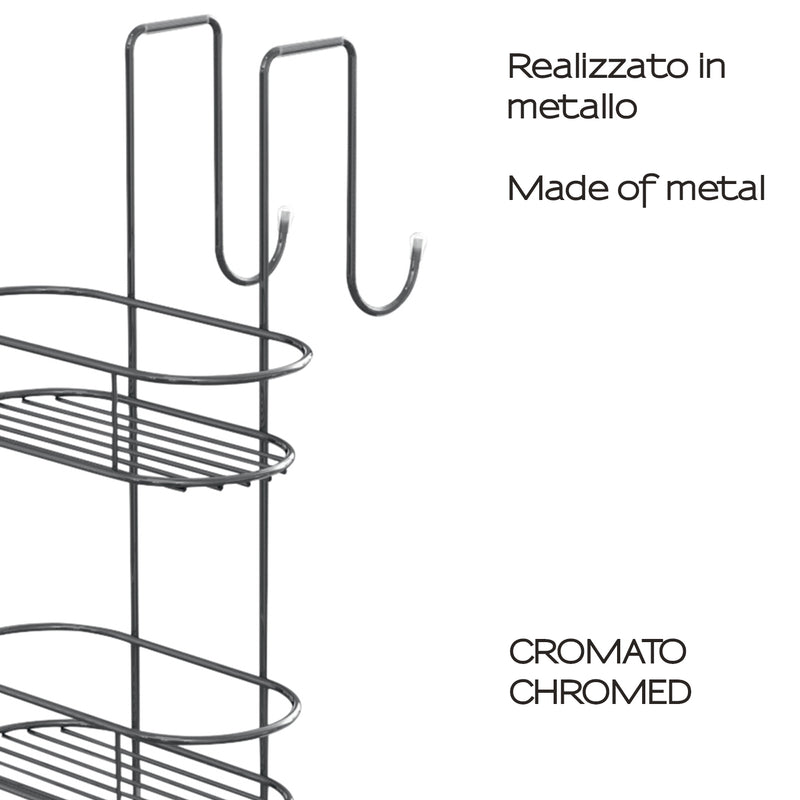 Portaoggetti doccia ovale appendibile a 3 ripiani di Gedy modello Tito - Cromato by CeramicStore | Lo specialista del tuo bagno