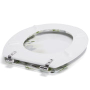 Sedile WC in MDF con motivo floreale e cerniere in Acciaio Inox - Bianco