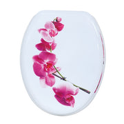 Sedile WC modello Lanyu in MDF con cerniere in Acciaio Inox - Rosa e Bianco