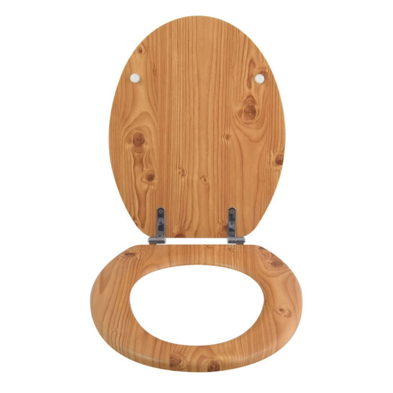 Sedile WC in MDF con cerniere in Acciaio Inox - Pino Marrone