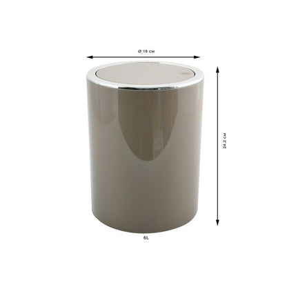 Cestino 6L in ABS modello Kamaka con coperchio basculante rimovibile - Tortora by CeramicStore | Lo specialista del tuo bagno