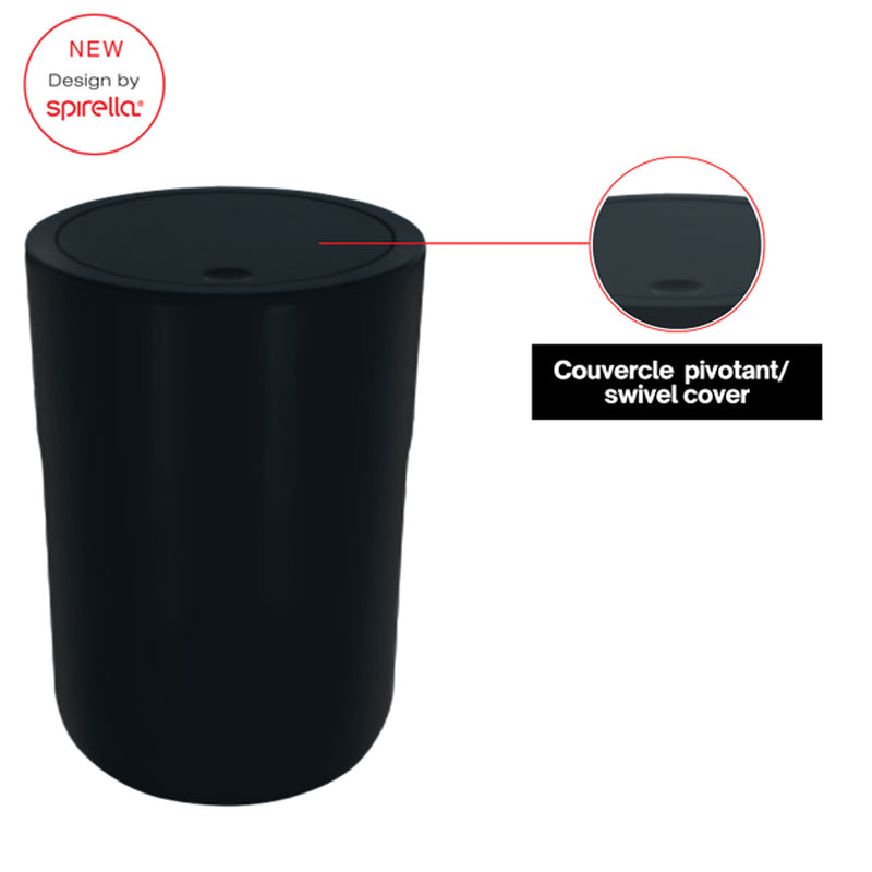 Cestino 5L con coperchio a dondolo modello Cocco - Nero by CeramicStore | Lo specialista del tuo bagno