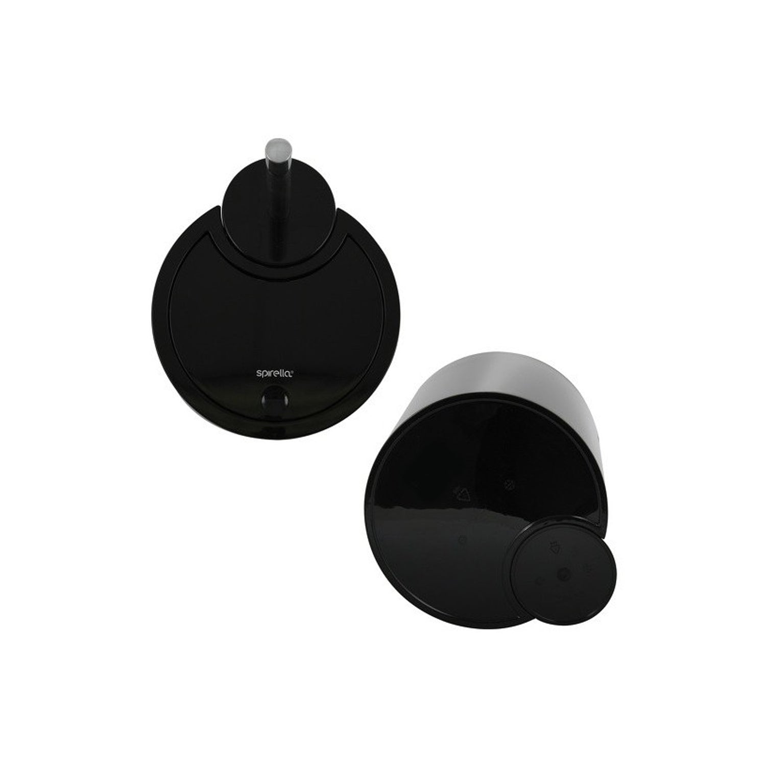 Cestino da 6L con coperchio ribaltabile e scopino modello Sun and Moon - Nero by CeramicStore | Lo specialista del tuo bagno