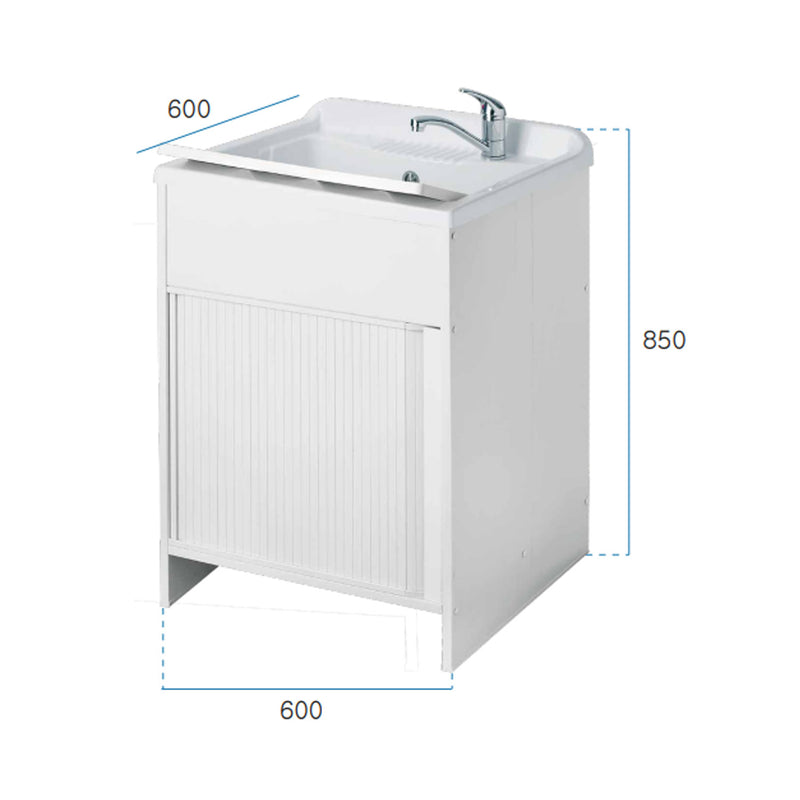 Lavatoio per esterni con mobile in plastica e apertura a serrandina cm 60x60 by CeramicStore | Lo specialista del tuo bagno