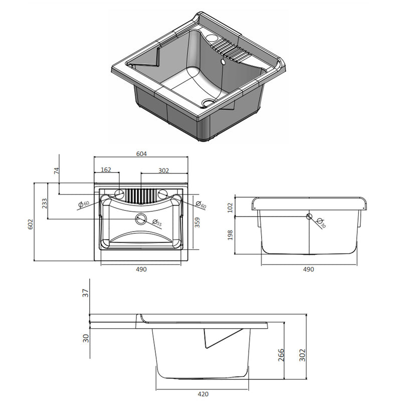 Lavatoio per esterni con mobile in plastica e apertura a serrandina cm 60x60 by CeramicStore | Lo specialista del tuo bagno